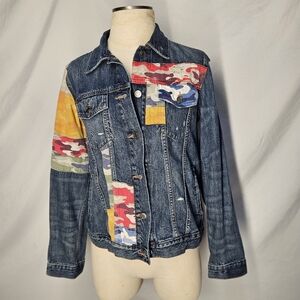 Gap Denim Camouflage Camo Patchwork Jean Jacket Medium